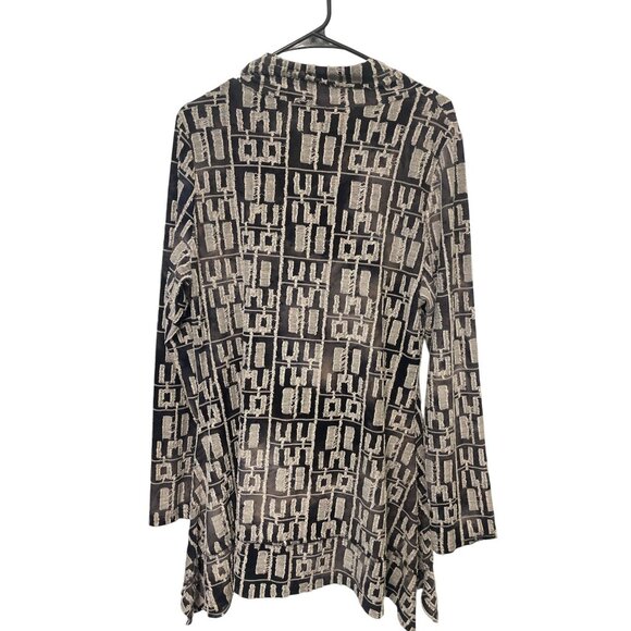 Adore Womens Geometric Black & White Textured Long Sleeve Asymmetrical Tunic XL - Picture 2 of 6